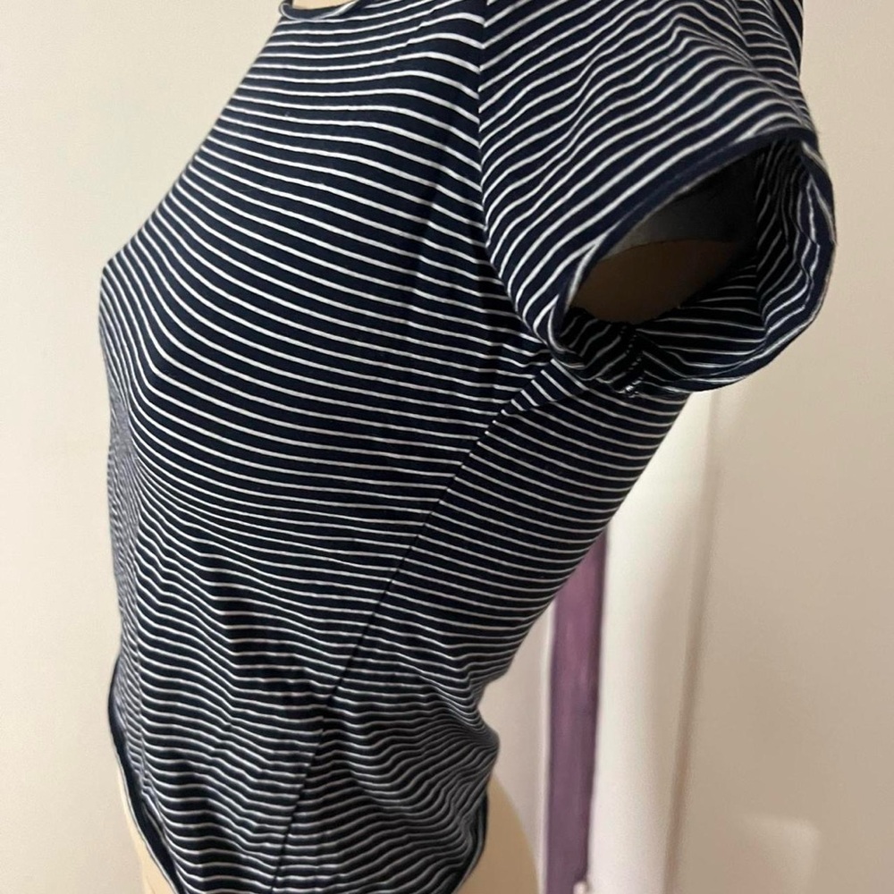 Brandy Melville Navy and White Striped Tee